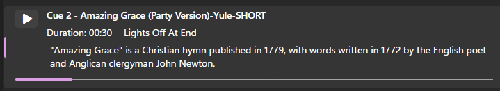 A cue item while playing