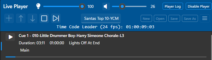 Cue List Sync Leader - playback in progress