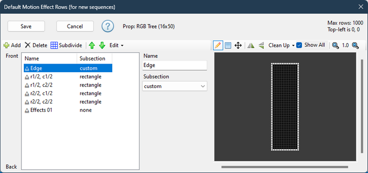 Defining a custom set of pixels to be controlled by the motion effect row Defining a custom set of pixels to be controlled by the motion effect row
