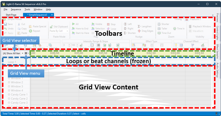 Areas within the Sequence Tab Areas within the Sequence Tab